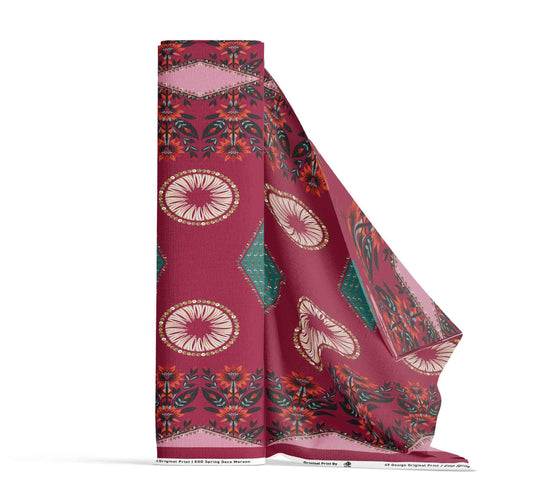 Spring Deco Maroon Fabric