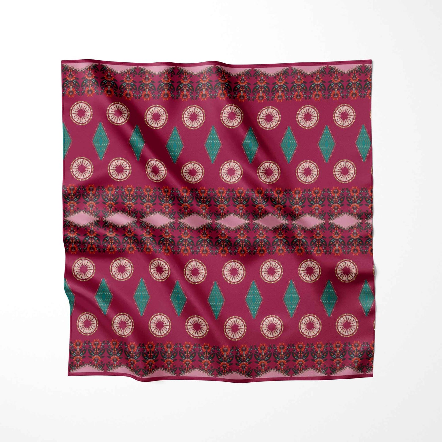 Spring Deco Maroon Fabric