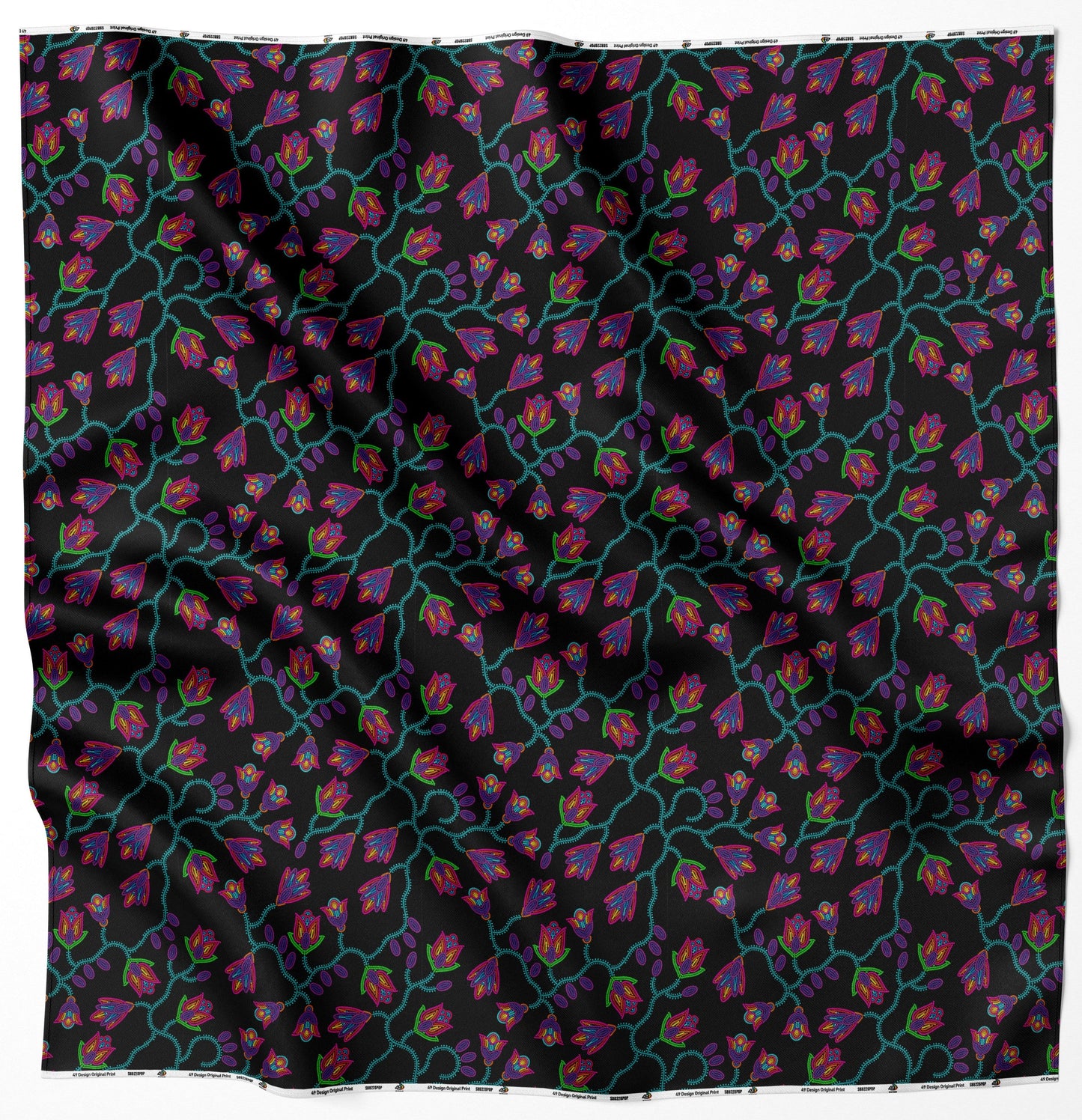 Spring Blossoms Black Fabric