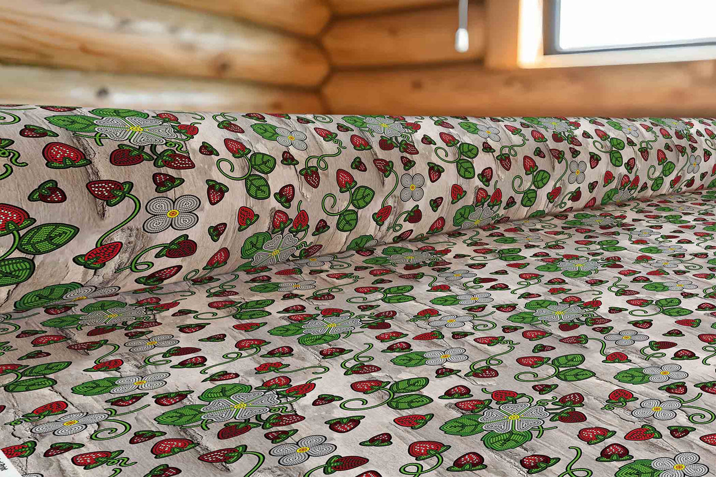 Strawberry Dreams Bright Birch Fabric