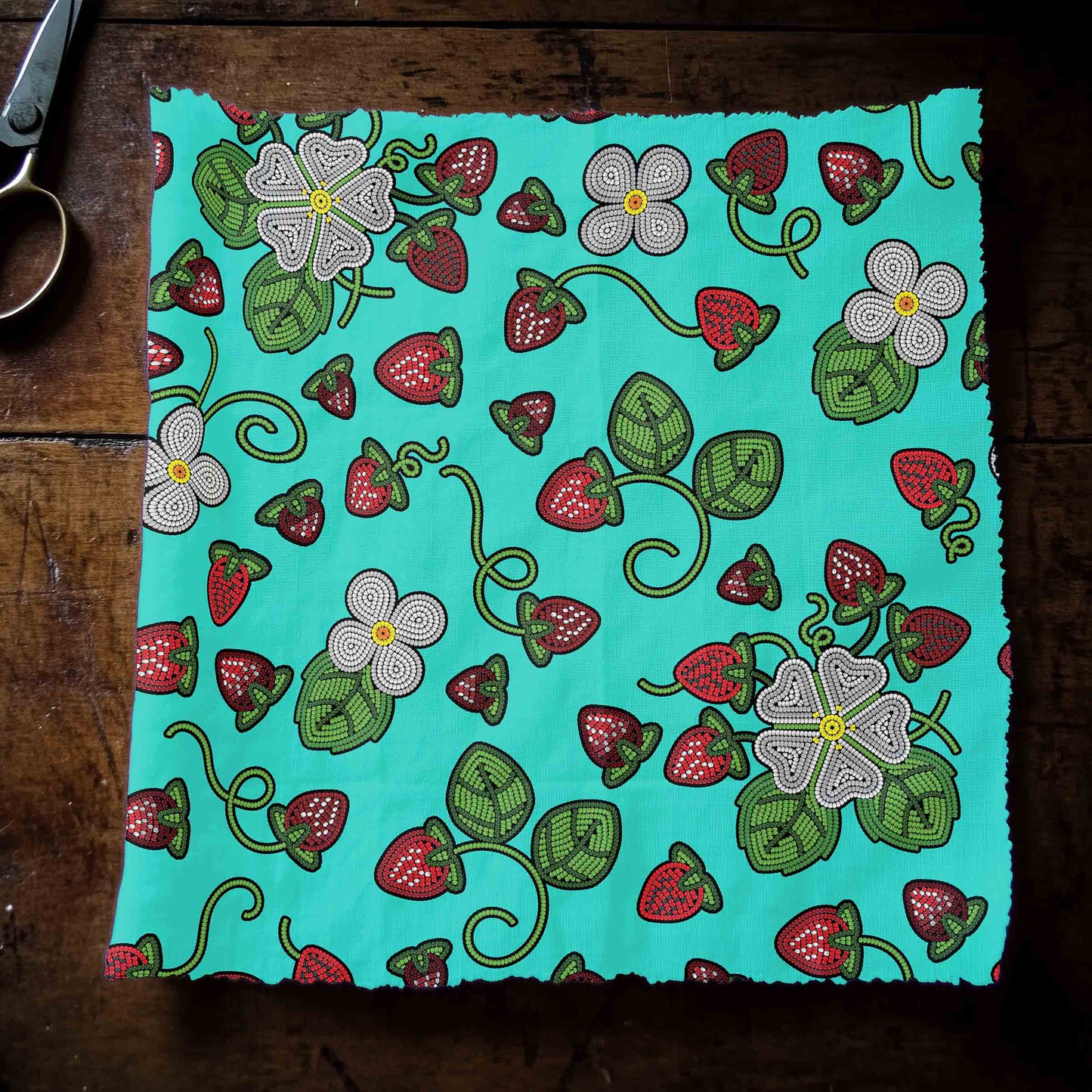 Strawberry Dreams Turquoise Fabric