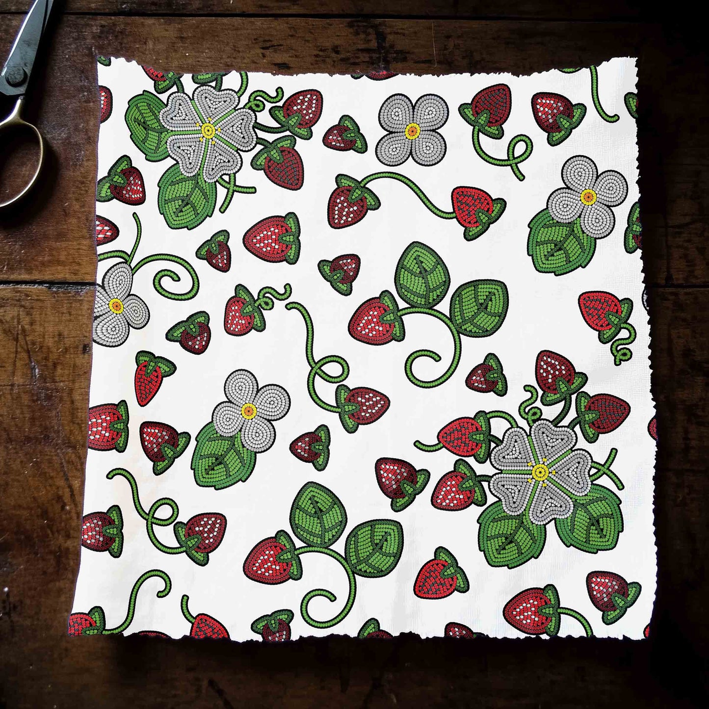 Strawberry Dreams White Fabric