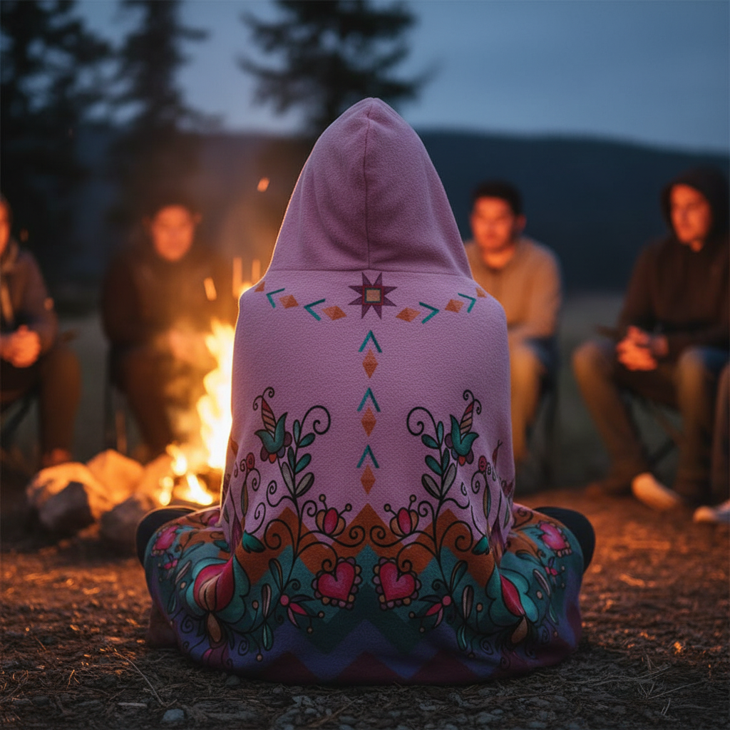 Harvest Hearth Floral Bloom Hooded Blanket