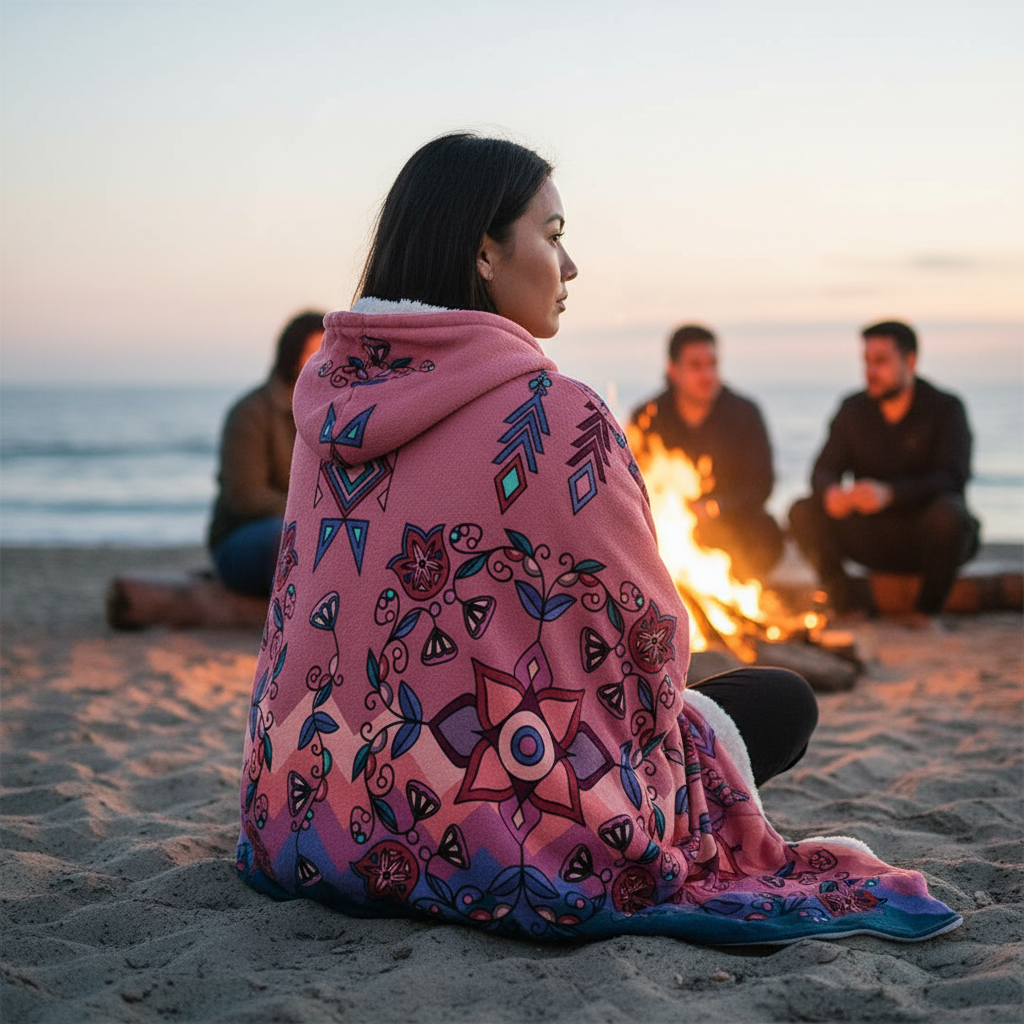 Frost Flower Circle Hooded Blanket