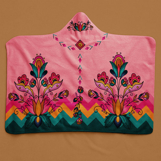 Copper Prairie Petals Hooded Blanket