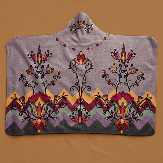 Crimson Drift Petals Hooded Blanket