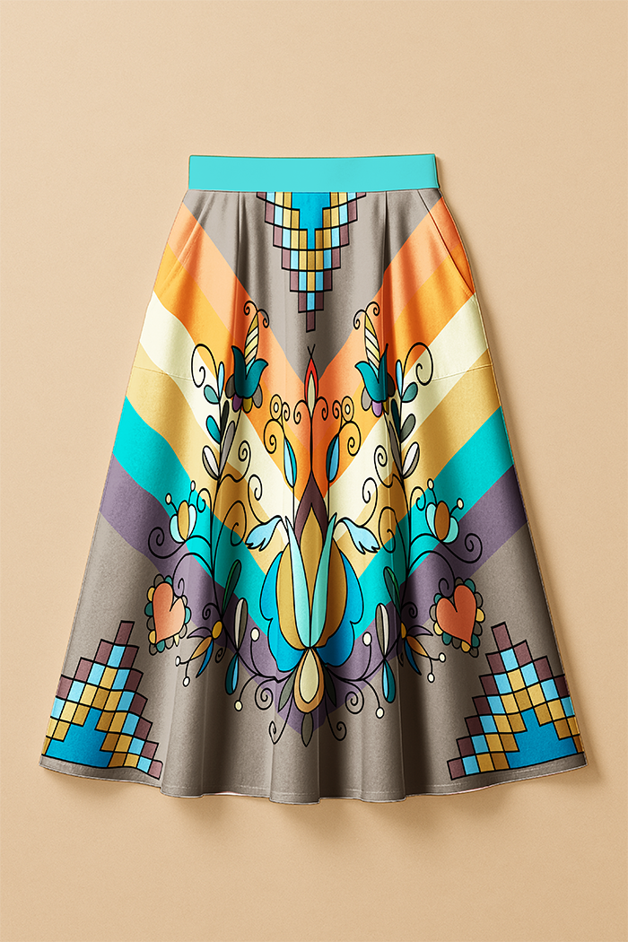Sweet Grass Bloom Bright Luxe Midi Skirt