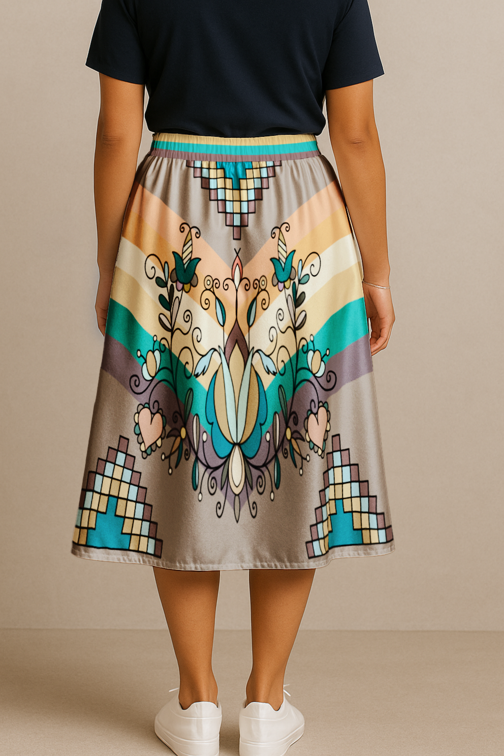 Sweet Grass Bloom Bright Midi Skirt