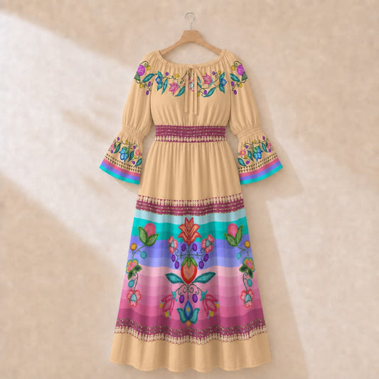 Sweet Offering Cream 1 Smocked Waist Peasant Dress