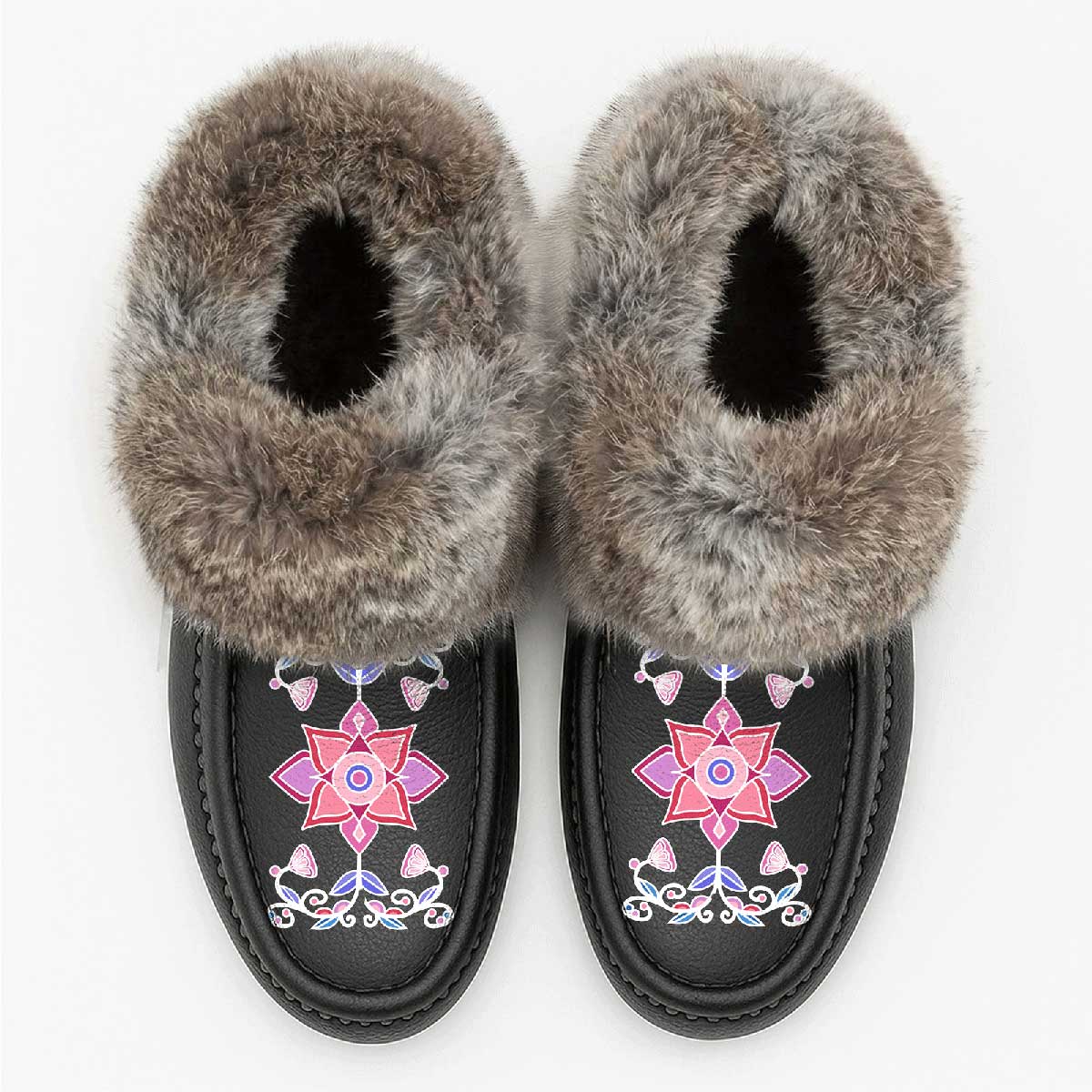 Frost Flower Circle Fur Moccasin