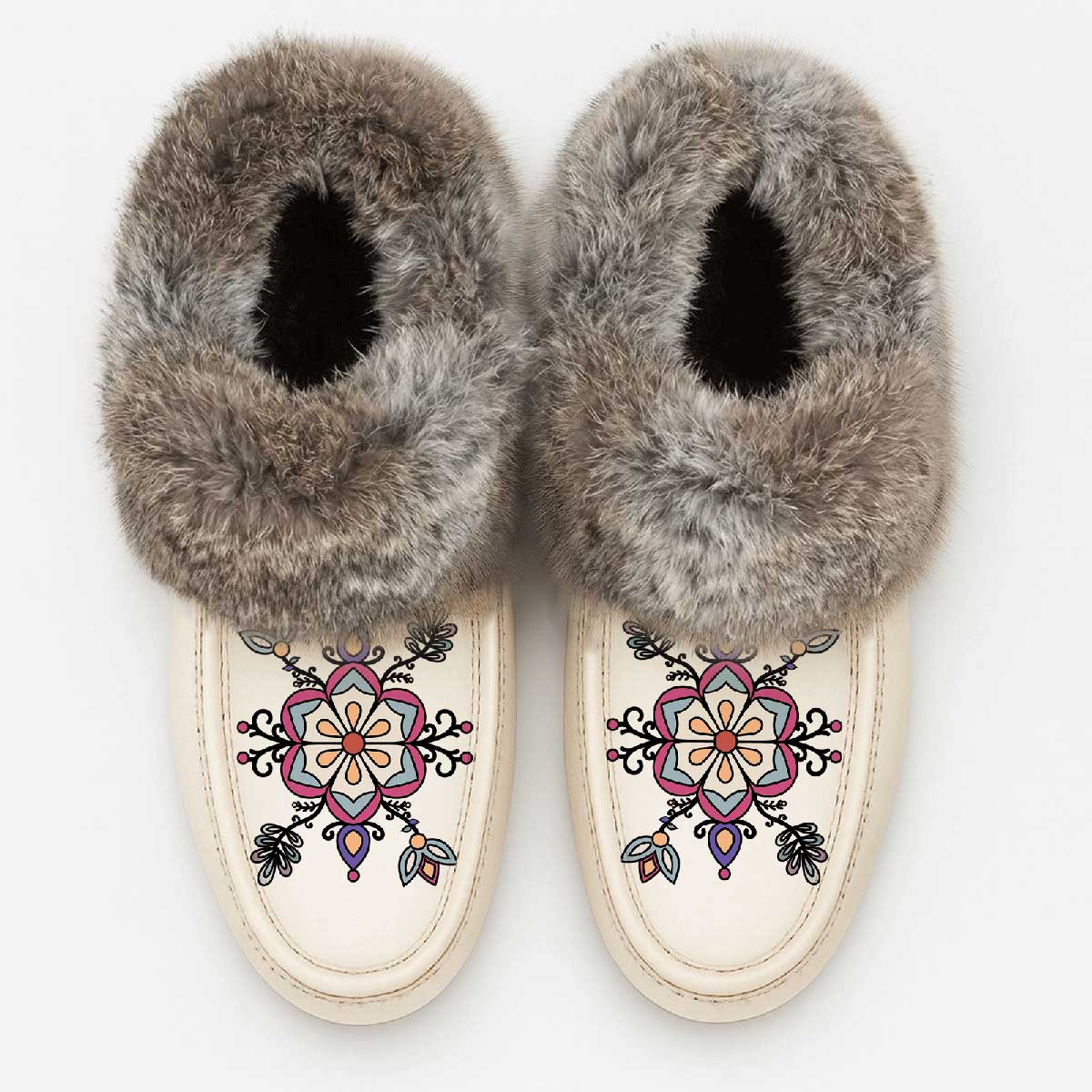 Aurora Petal Glow Fur Moccasin