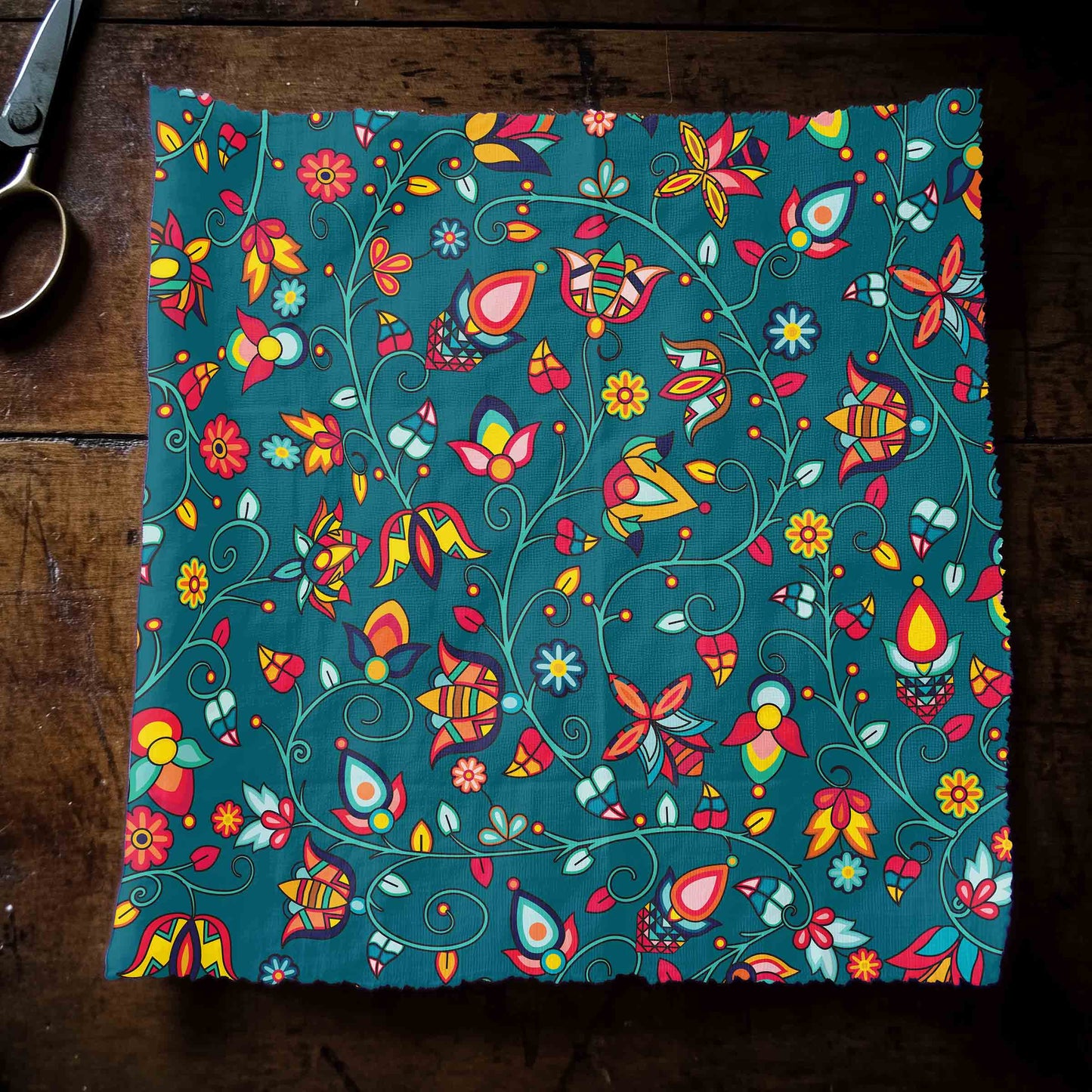 Thorny Path Teal Fabric