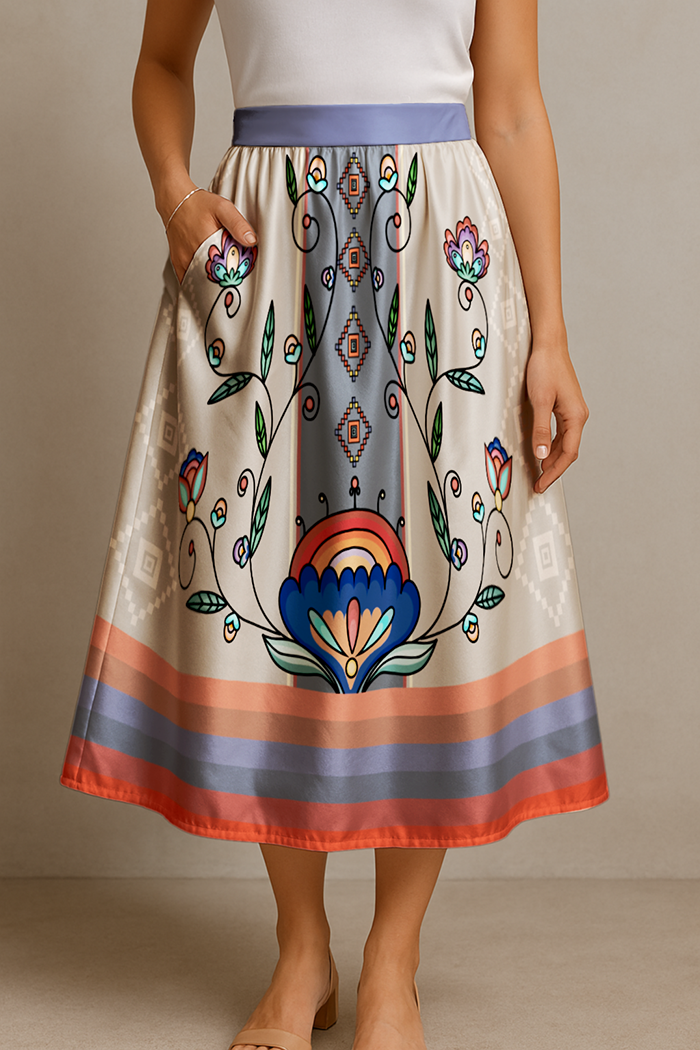 Threaded Whispers Midi Skirt