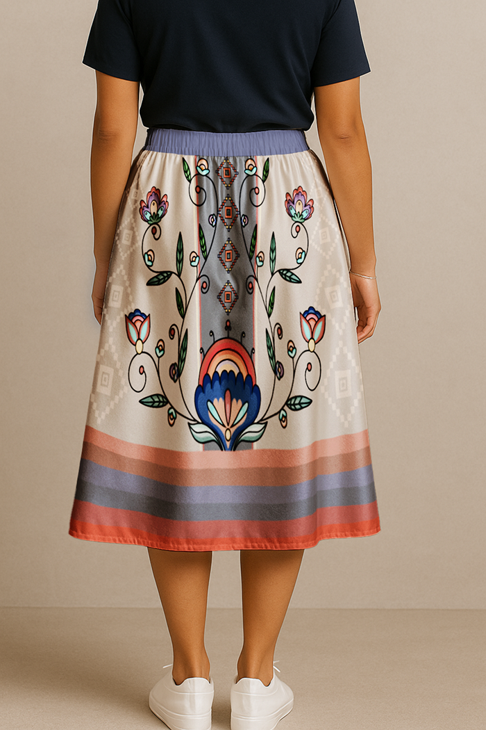 Threaded Whispers Earthy Midi Skirt