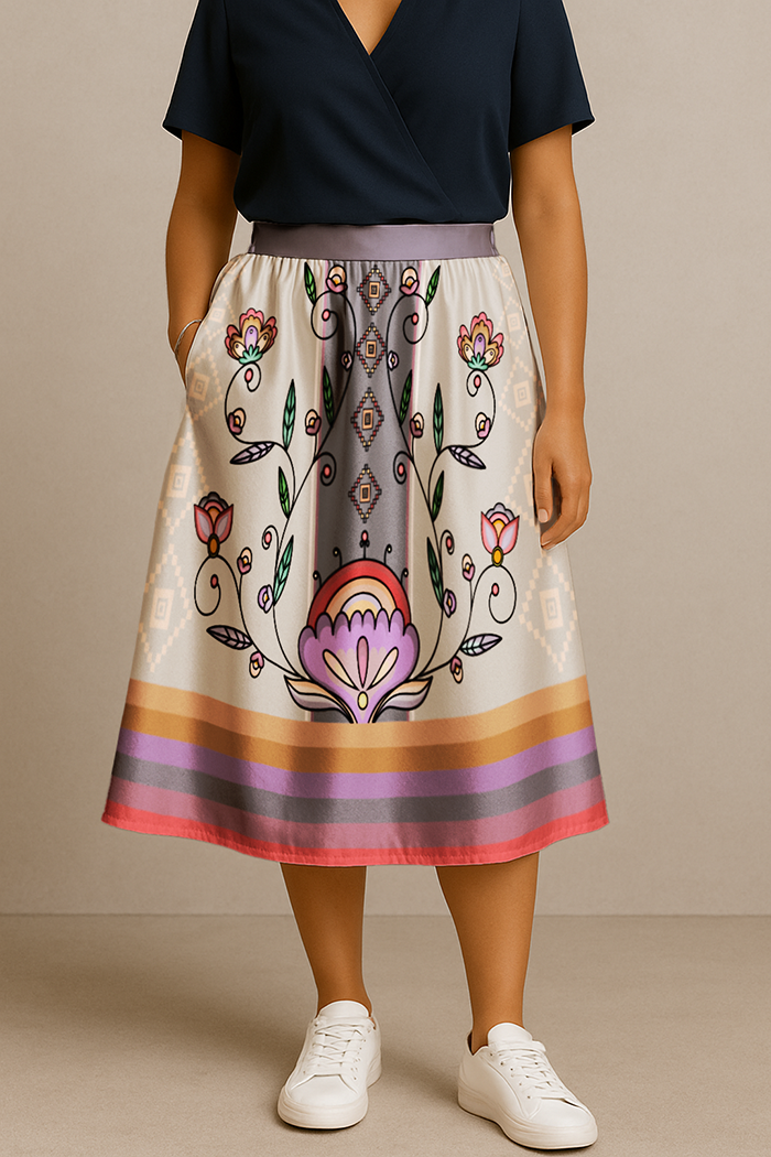 Threaded Whispers Pastel Midi Skirt