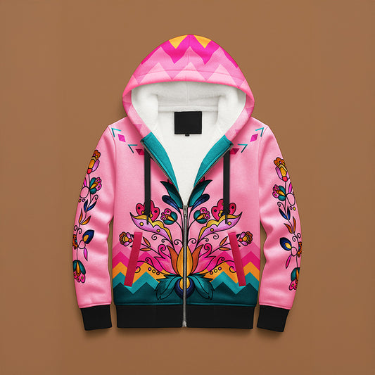 Copper Prairie Petals Women's Sherpa Hoodie