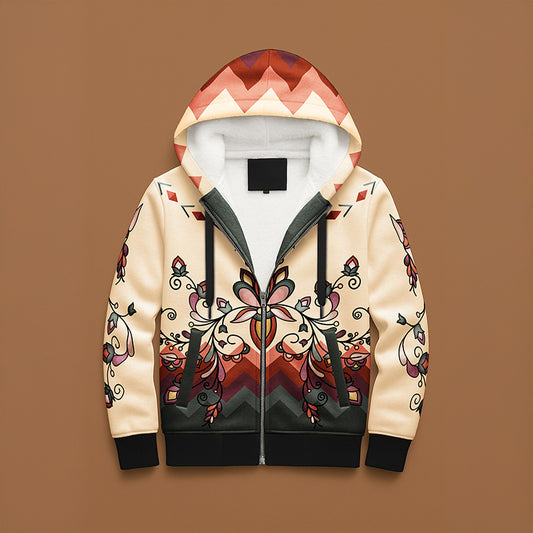 Burnt Sky Petals Women's Sherpa Hoodie