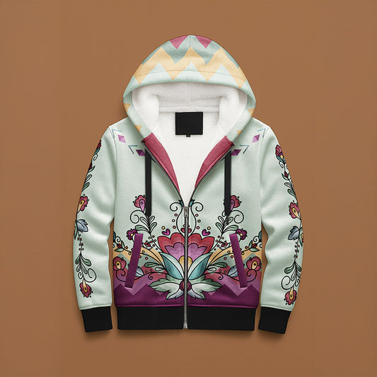 Sunset Berry Bloom Women's Sherpa Hoodie