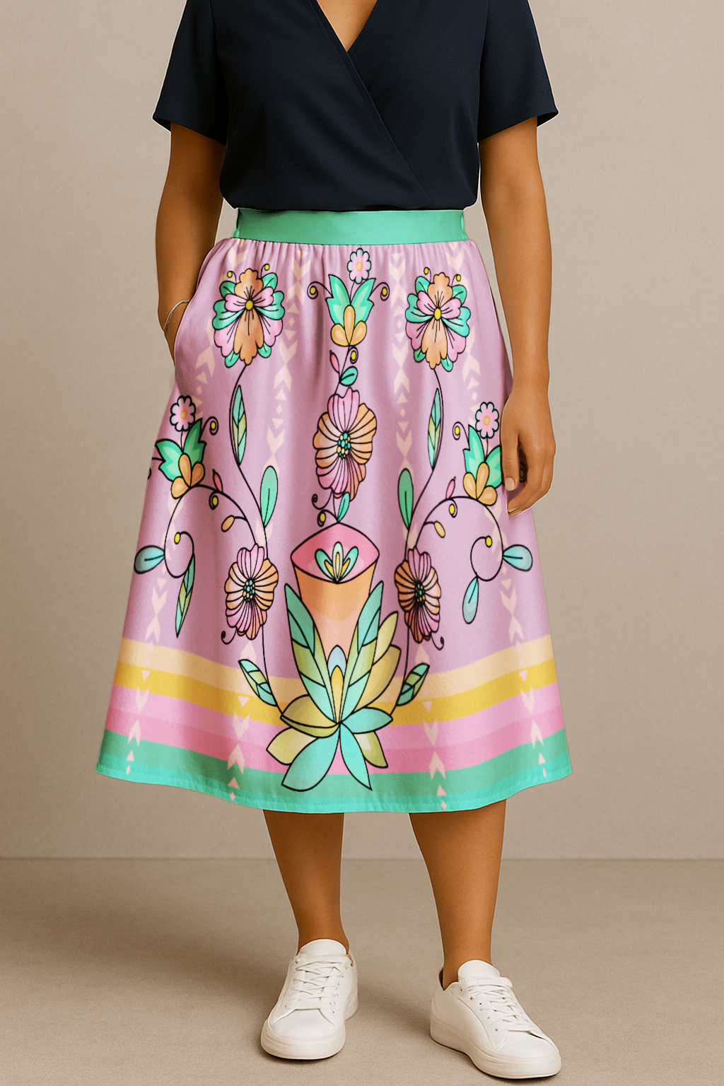 Whispers of the Willow Bright Midi Skirt