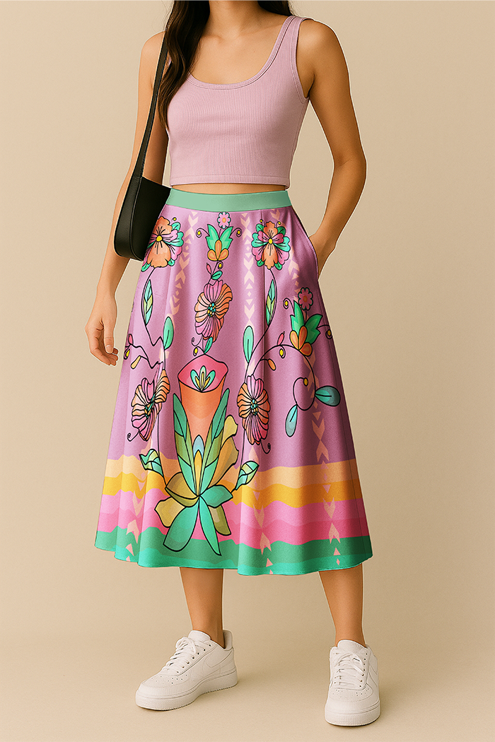 Whispers of the Willow Bright Luxe Midi Skirt