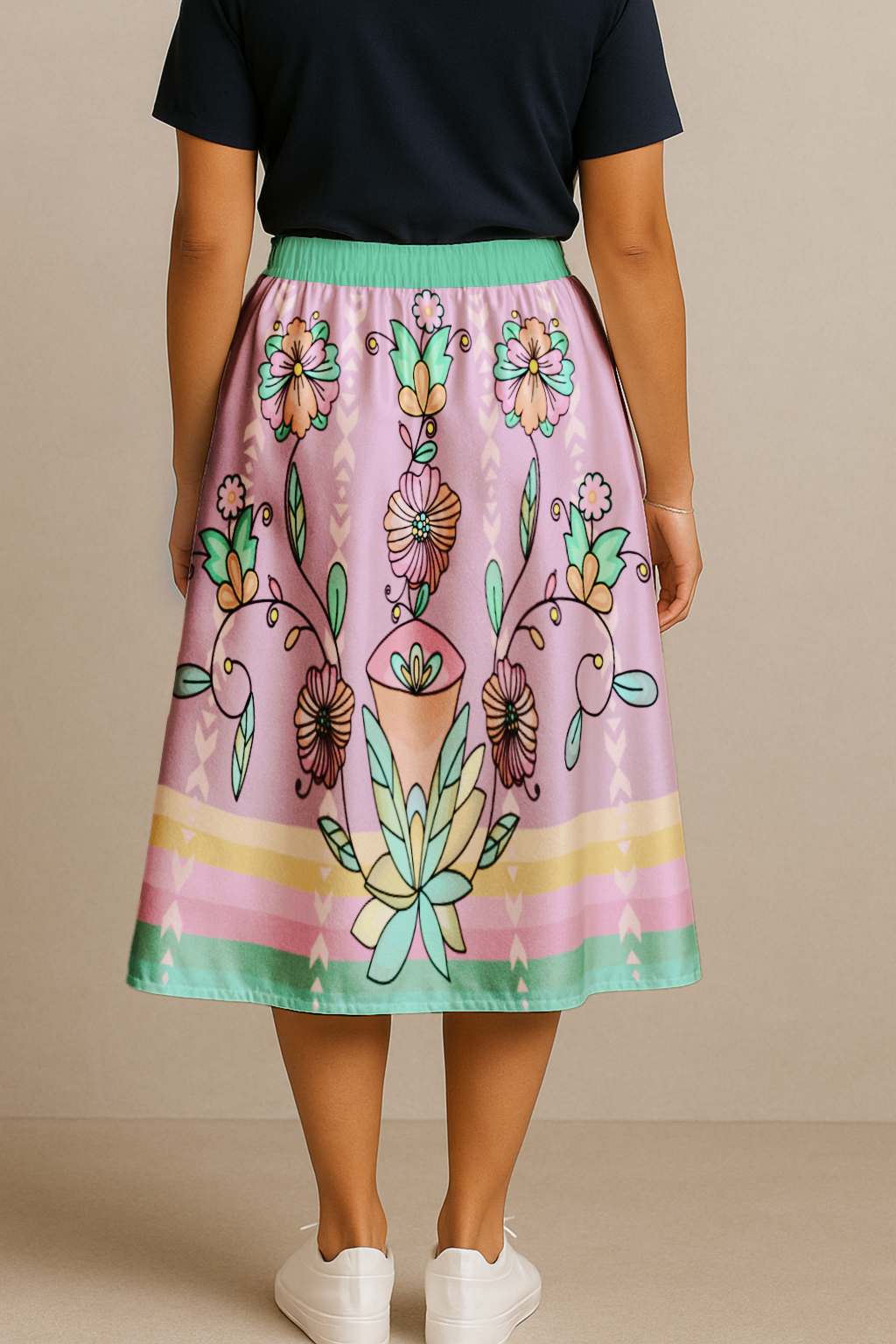 Whispers of the Willow Bright Midi Skirt