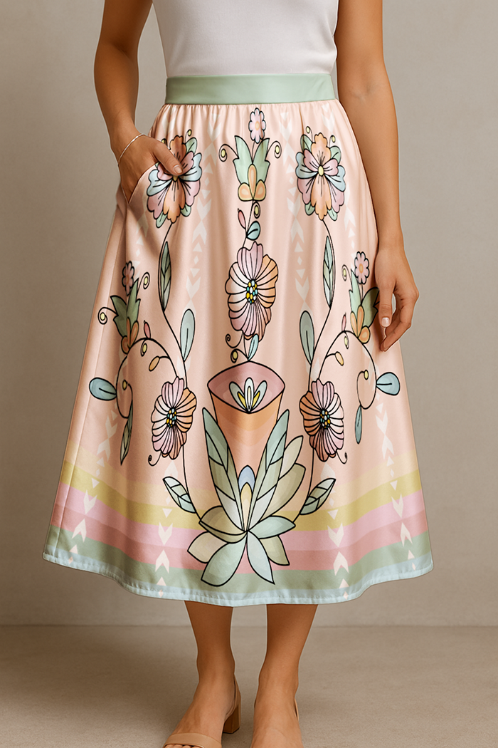 Whispers of the Willow Pastel Midi Skirt