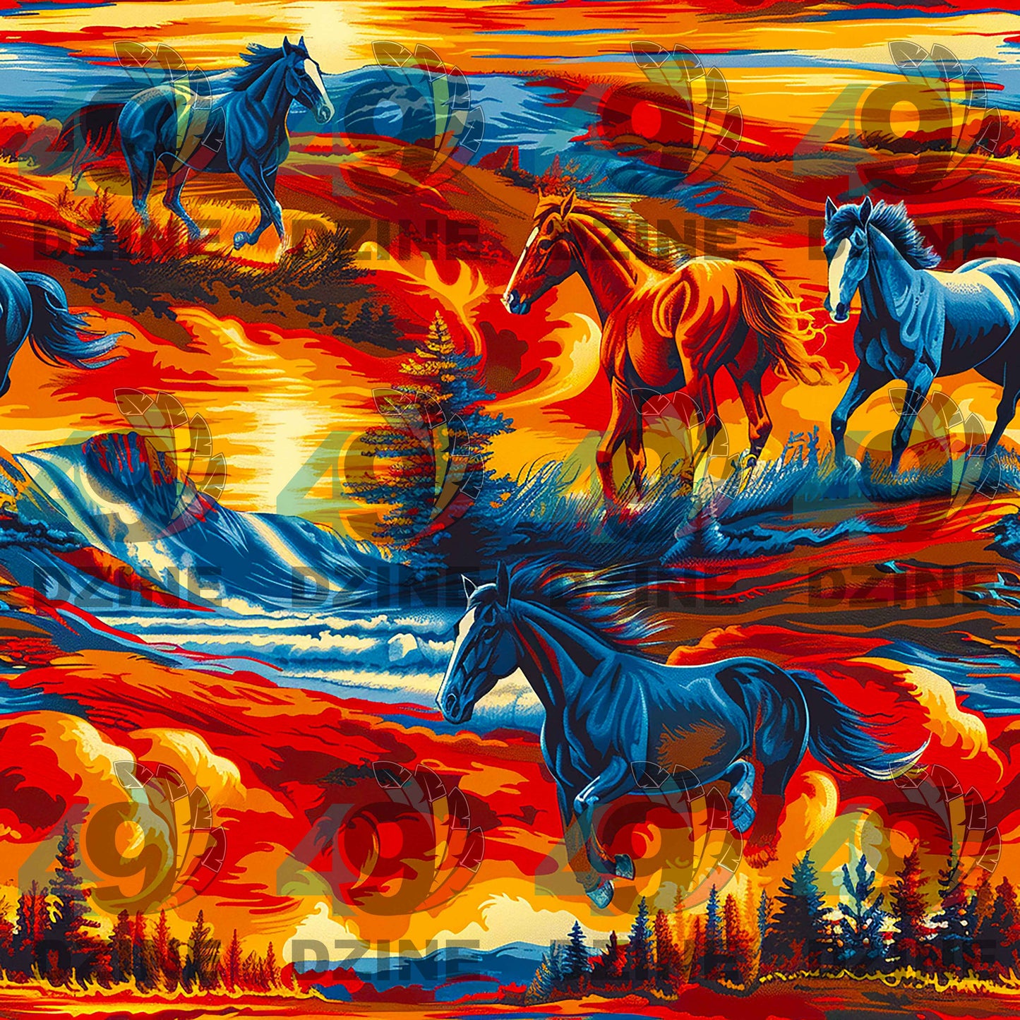 Wild Horses 2 Fabric