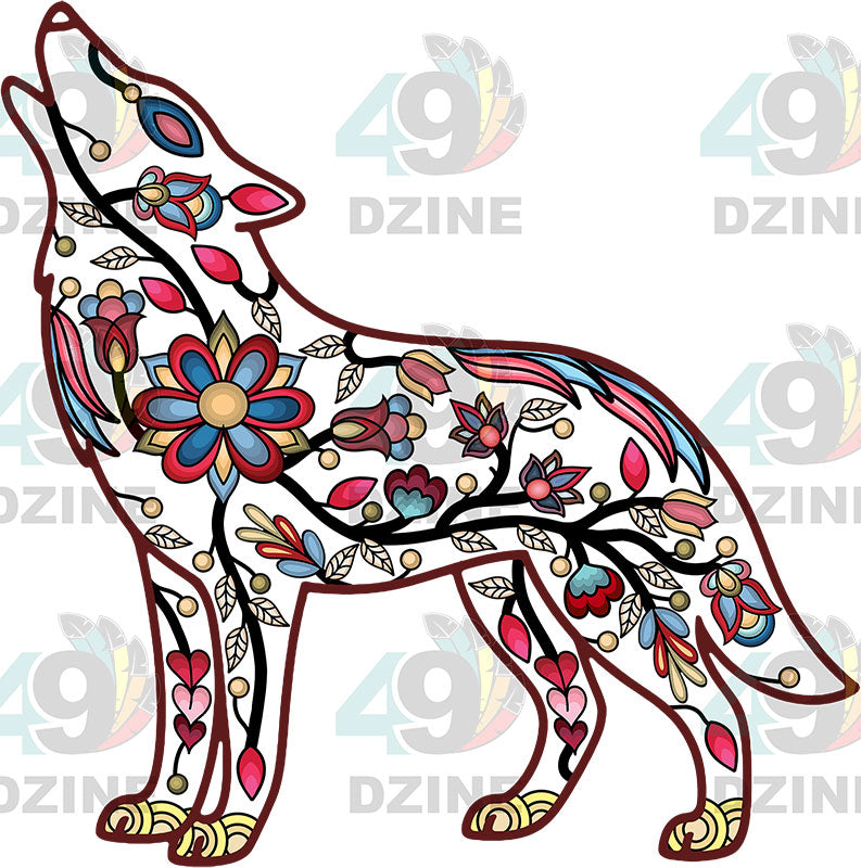 Floral Wolf Motif
