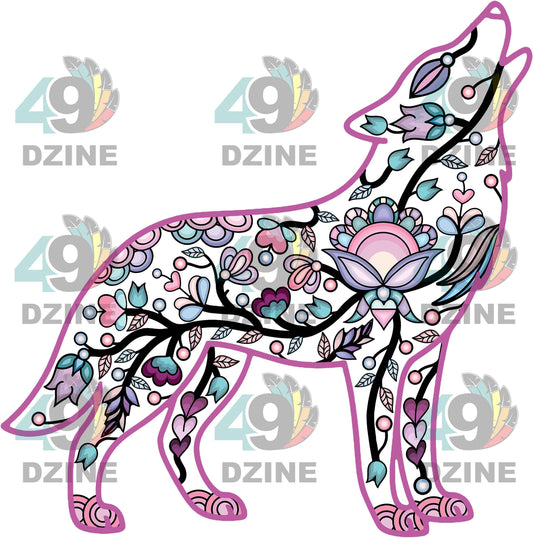 Floral Wolf Motif