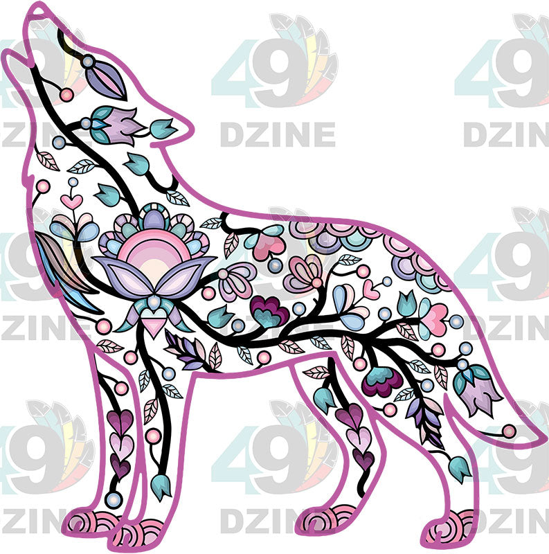 Floral Wolf Motif