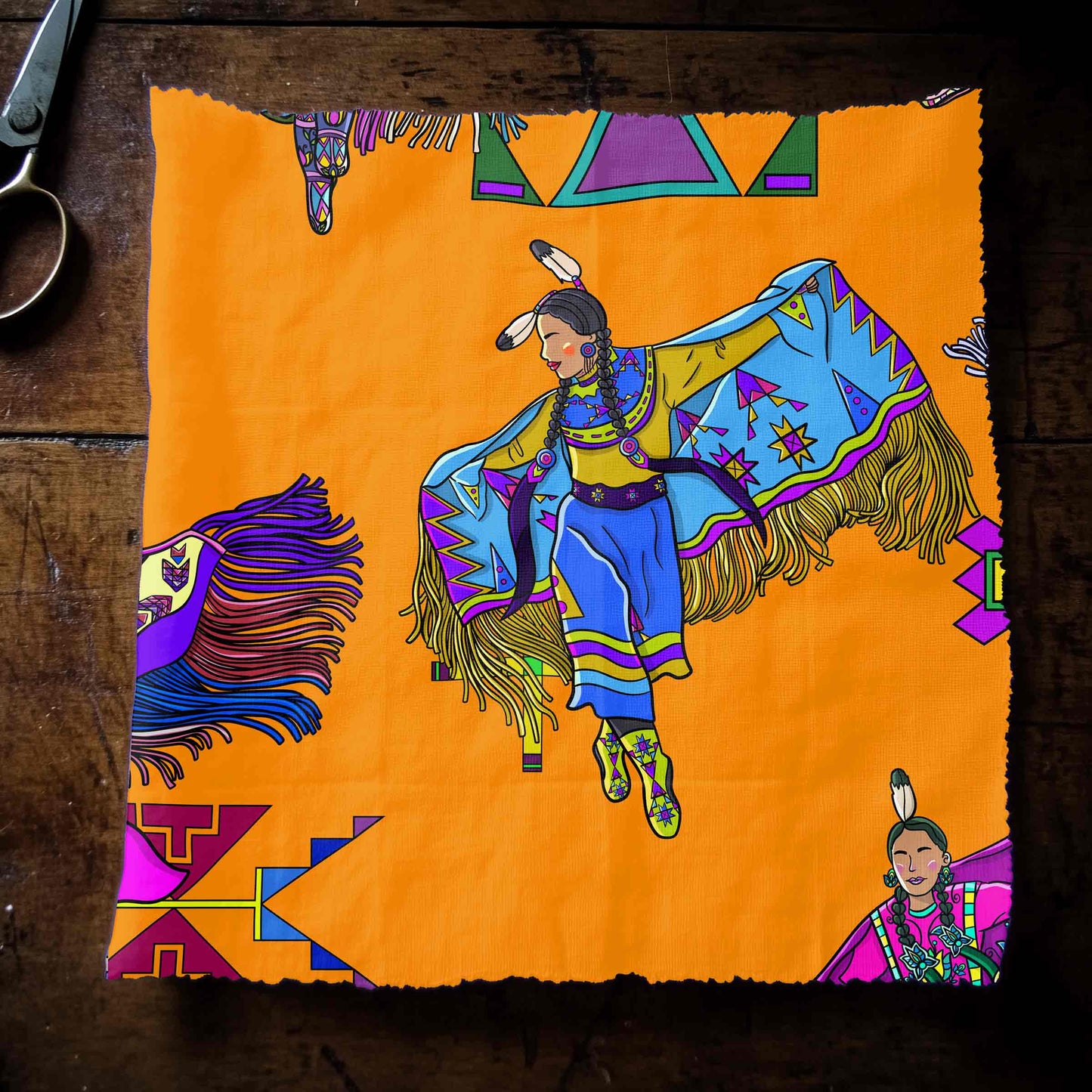 Women's Fancy Dancers Orange Large Fabric