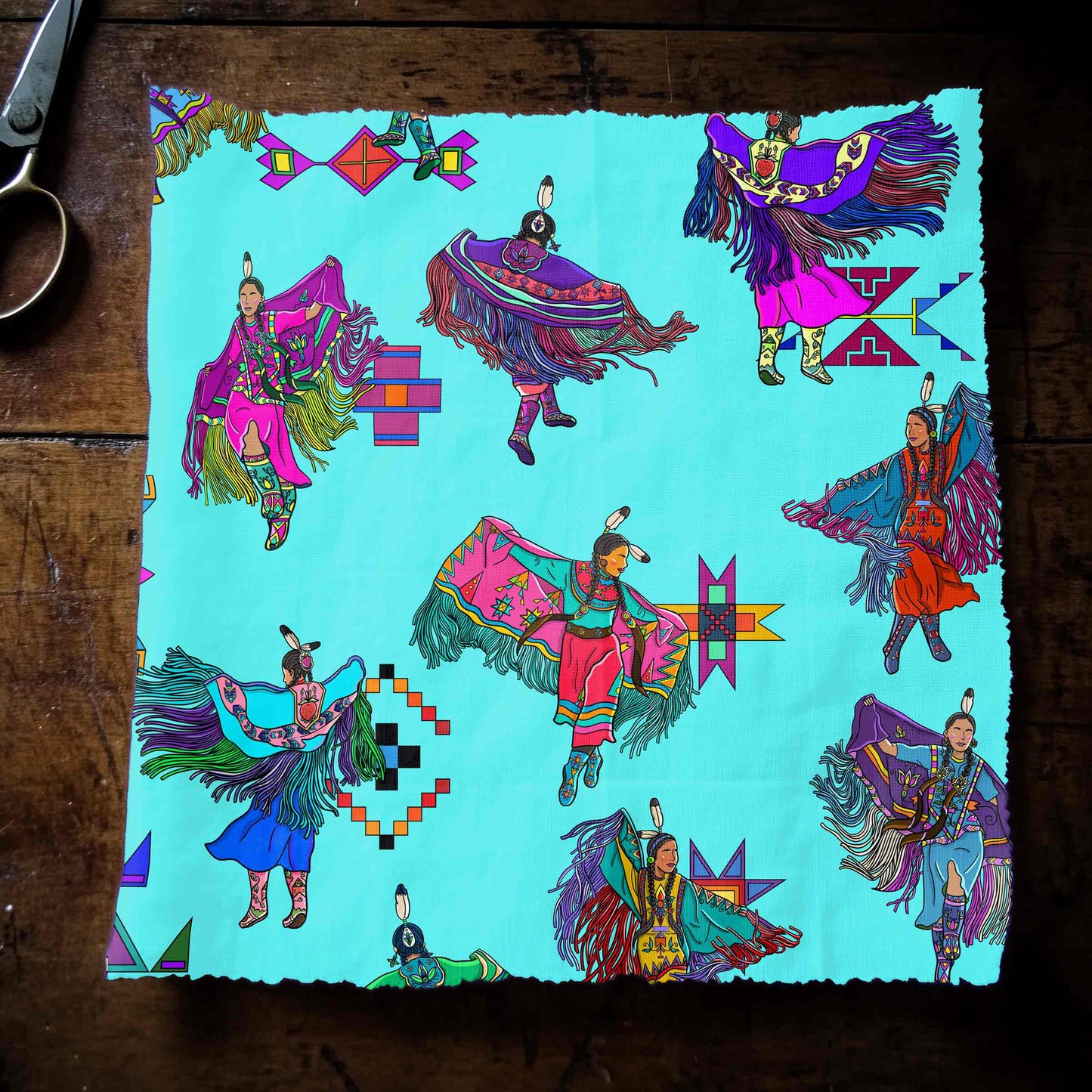 Women's Fancy Dancers Turquoise Small Fabric