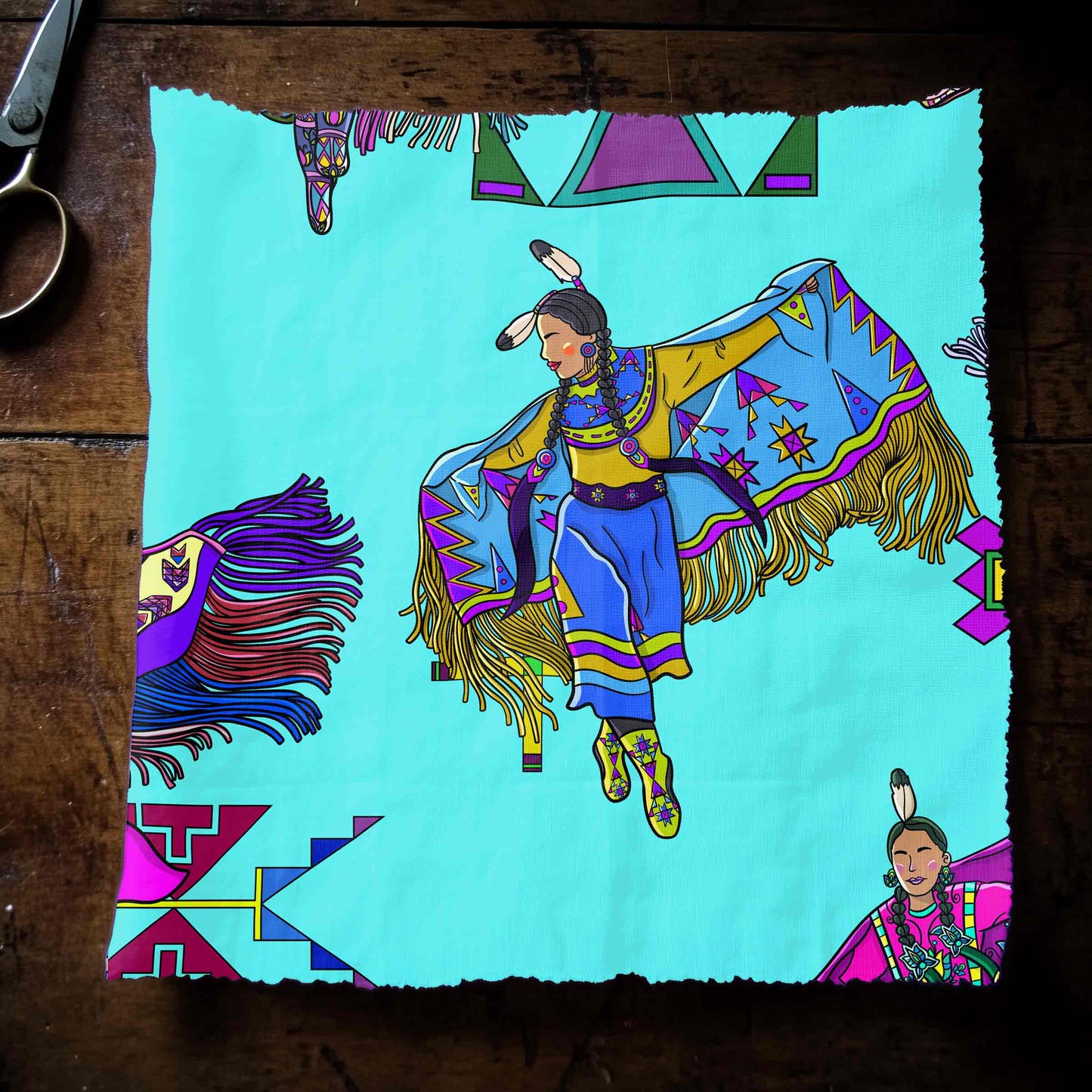 Women's Fancy Dancers Turquoise Large Fabric