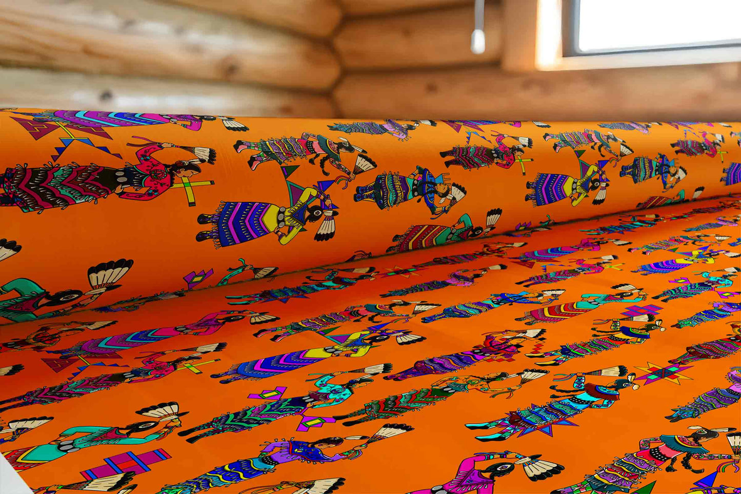 Women's Jingle Dancers Orange Large Fabric