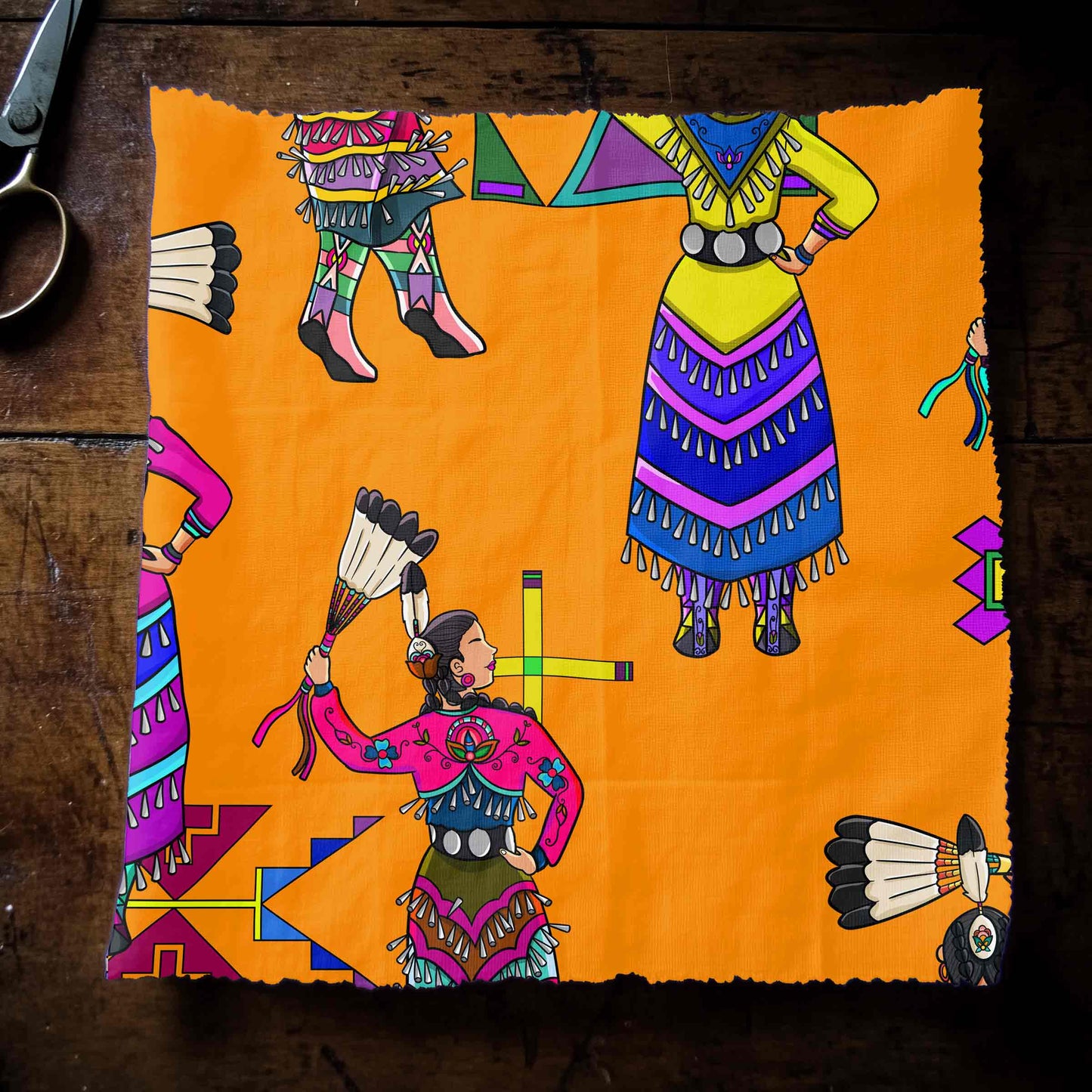 Women's Jingle Dancers Orange Large Fabric