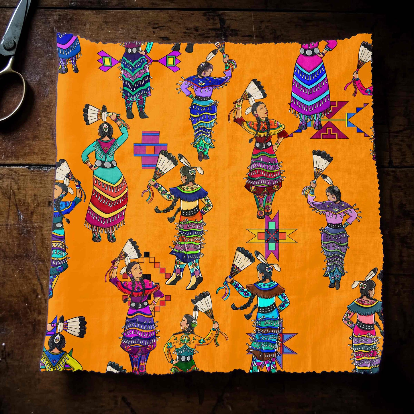 Women's Jingle Dancers Orange Small Fabric