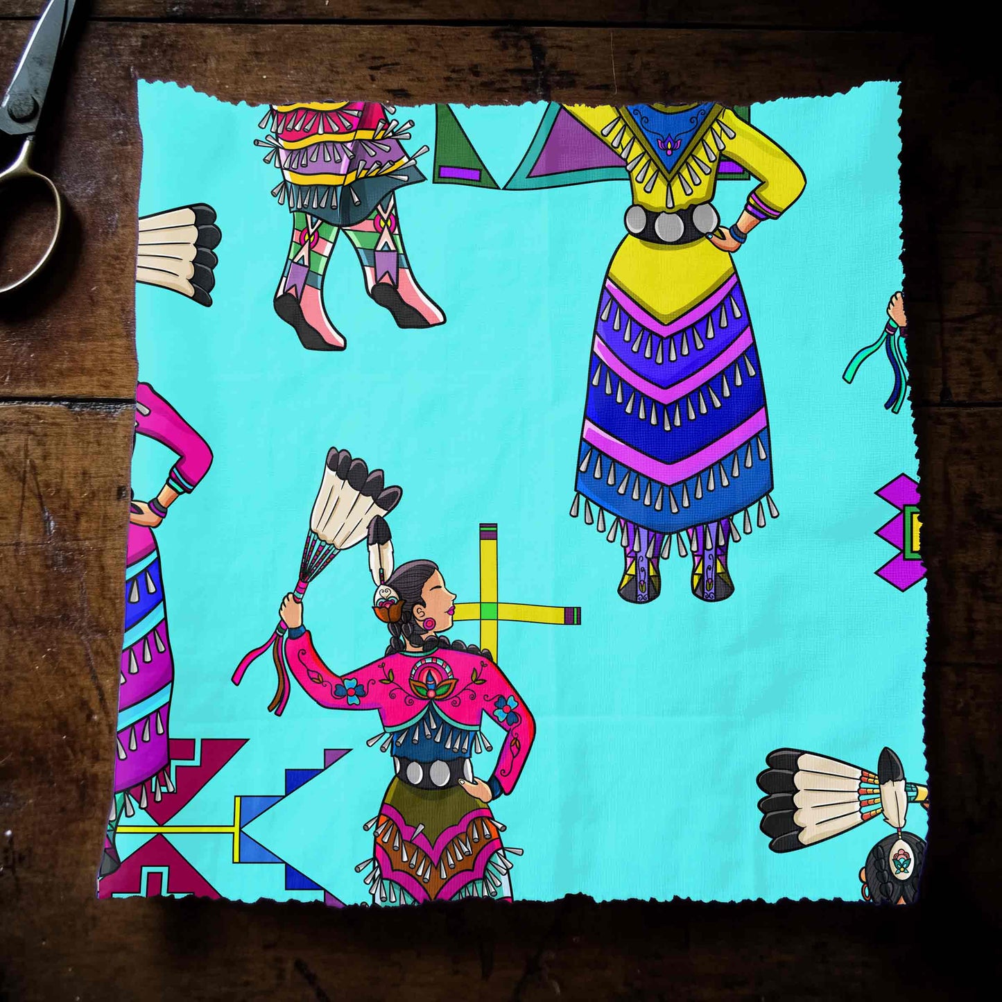 Women's Jingle Dancers Turquoise Large Fabric
