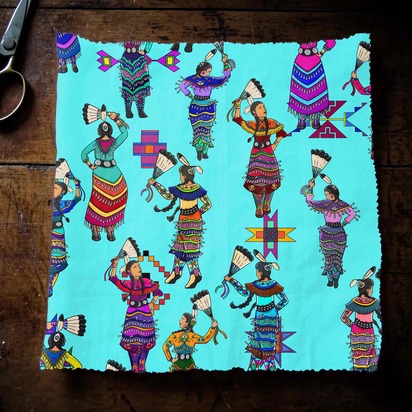 Women's Jingle Dancers Turquoise Small Fabric