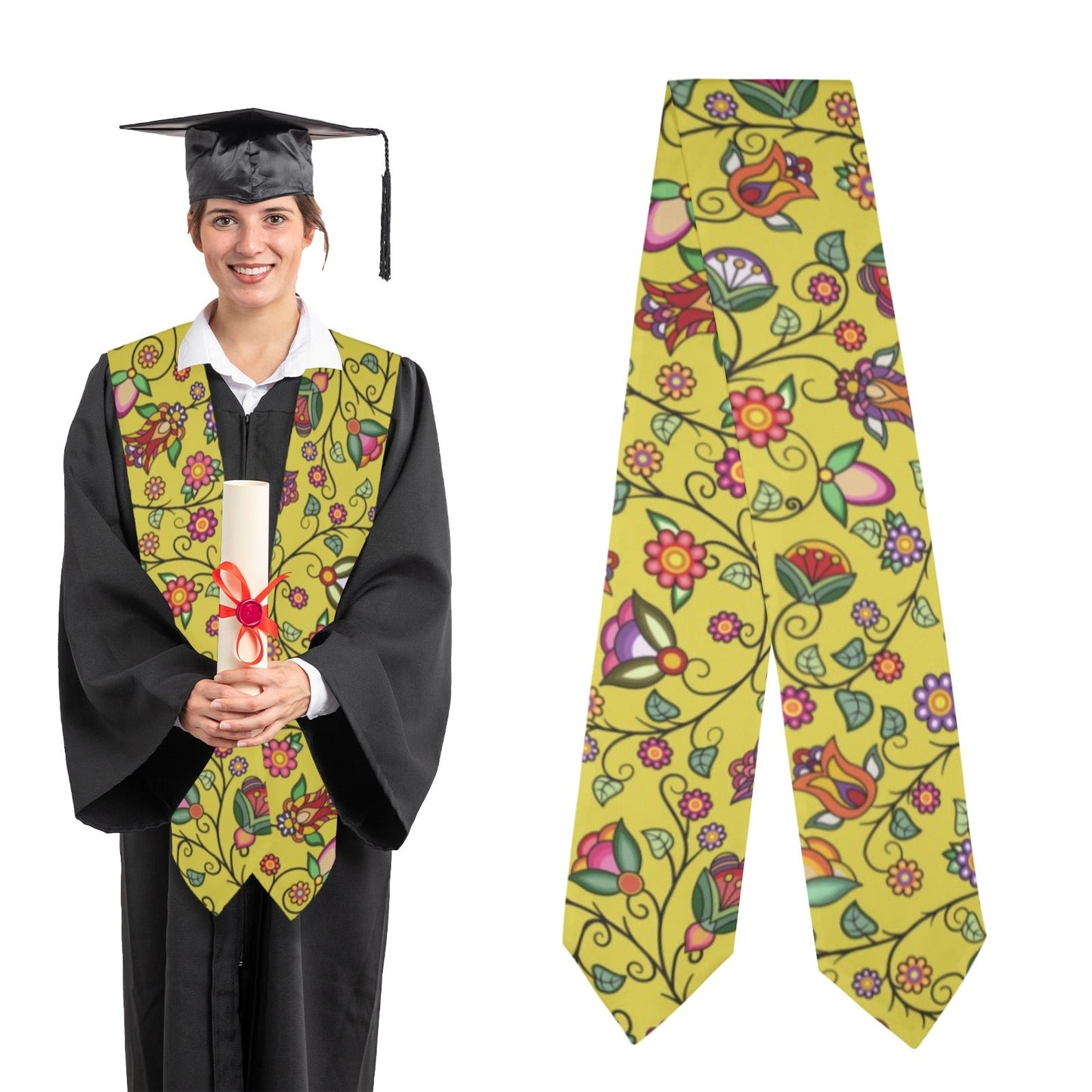 Heartbeat Petals Yellow Graduation Stole