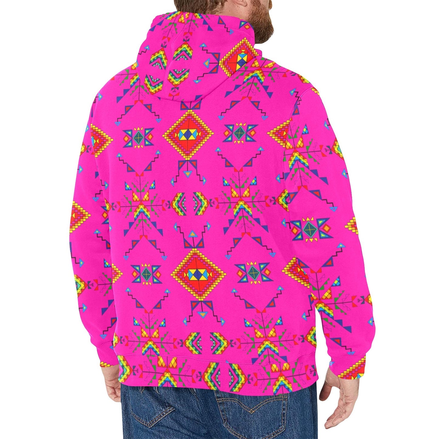 Buffalo Jump Pink Men's Long Sleeve Fleece Hoodie