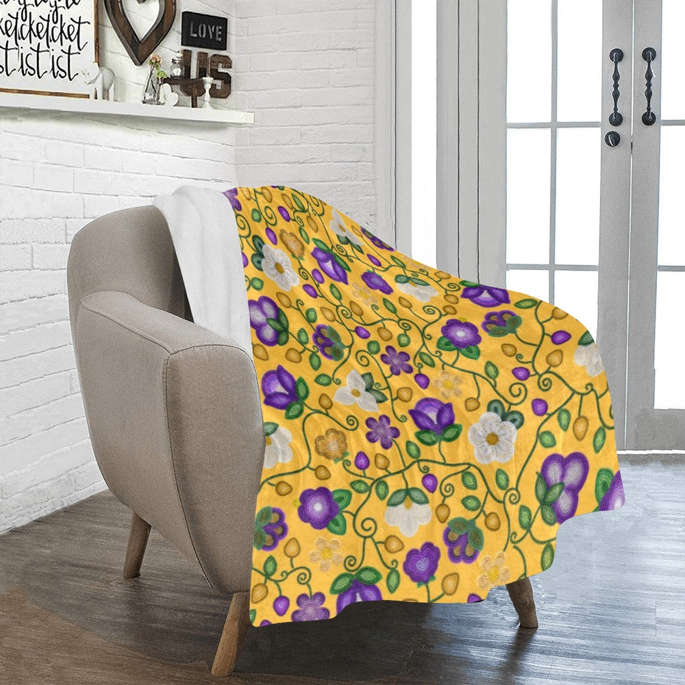 Midnight Moss Bloom Yellow Small Micro Fleece Blanket