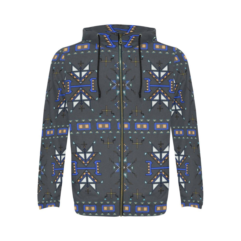 Eagle Strike Gray Men's Zipper Hoodie
