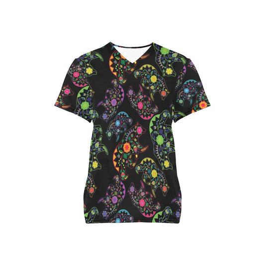 Neon Floral Bears Scrub Top