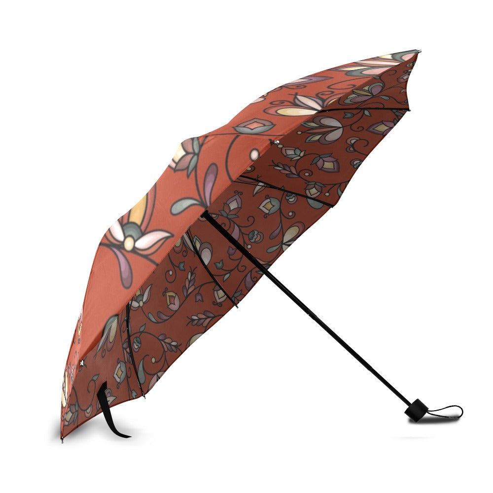 Burnt Sky Petals Red Foldable Umbrella