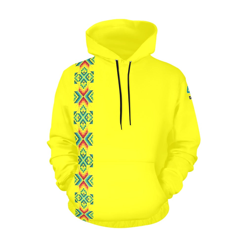 Yellow Blanket Strip Hoodie for Men