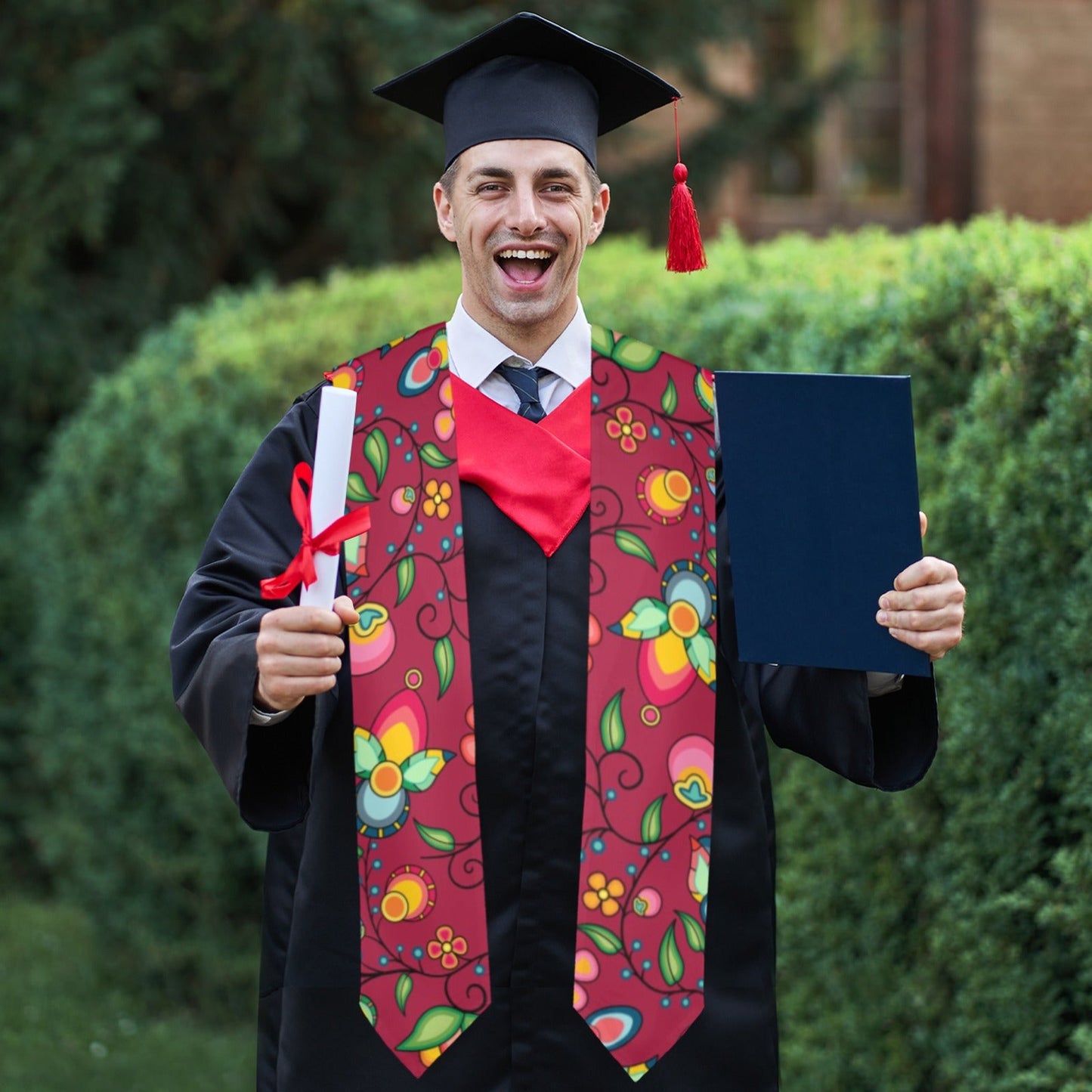 Floral Bounty Magenta Graduation Stole