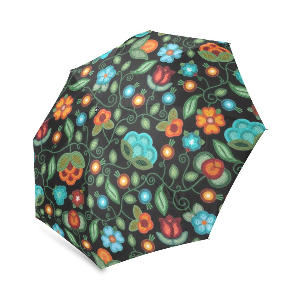 Prairie Fire Petals Black Foldable Umbrella