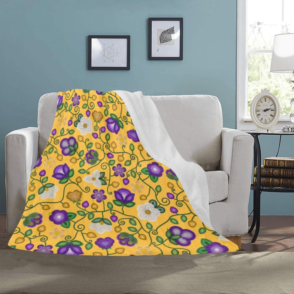 Midnight Moss Bloom Yellow Large Micro Fleece Blanket