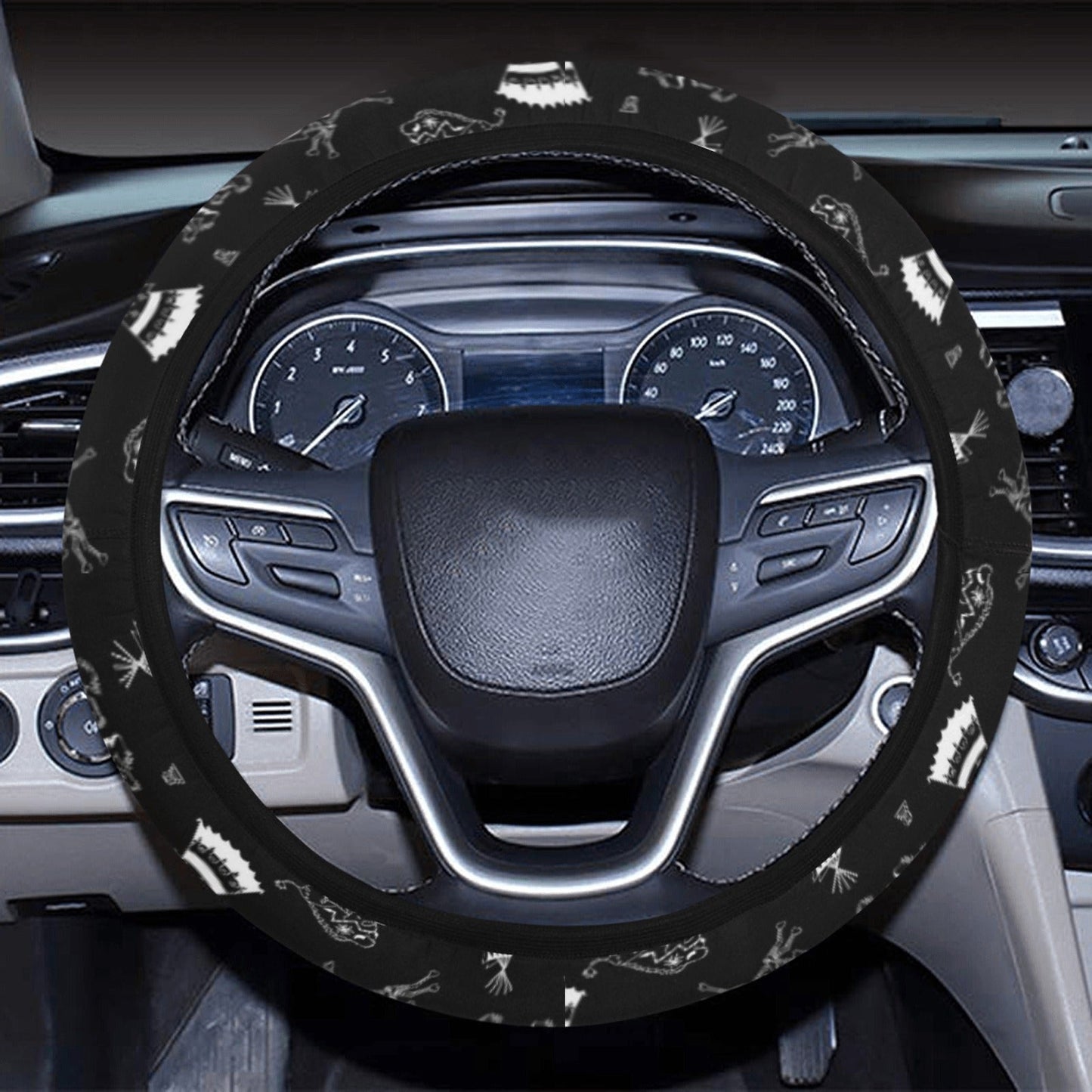 Ledger Dabbles Black Steering Wheel Cover with Elastic Edge