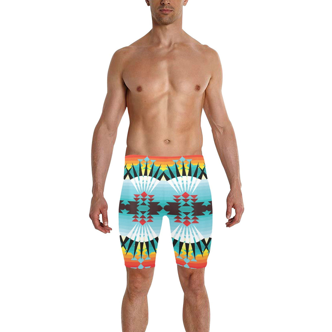 ribbonwork bustle Men's Knee Length Swimming Trunks